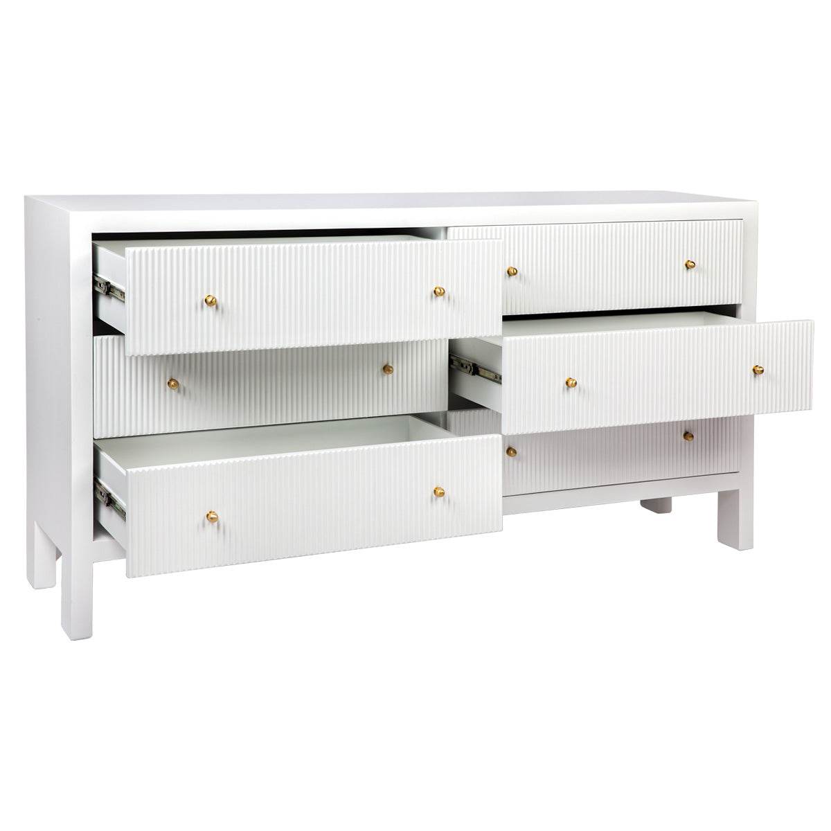 Adley | Fluted 6 Drawer Chest White - Mirra Interiors