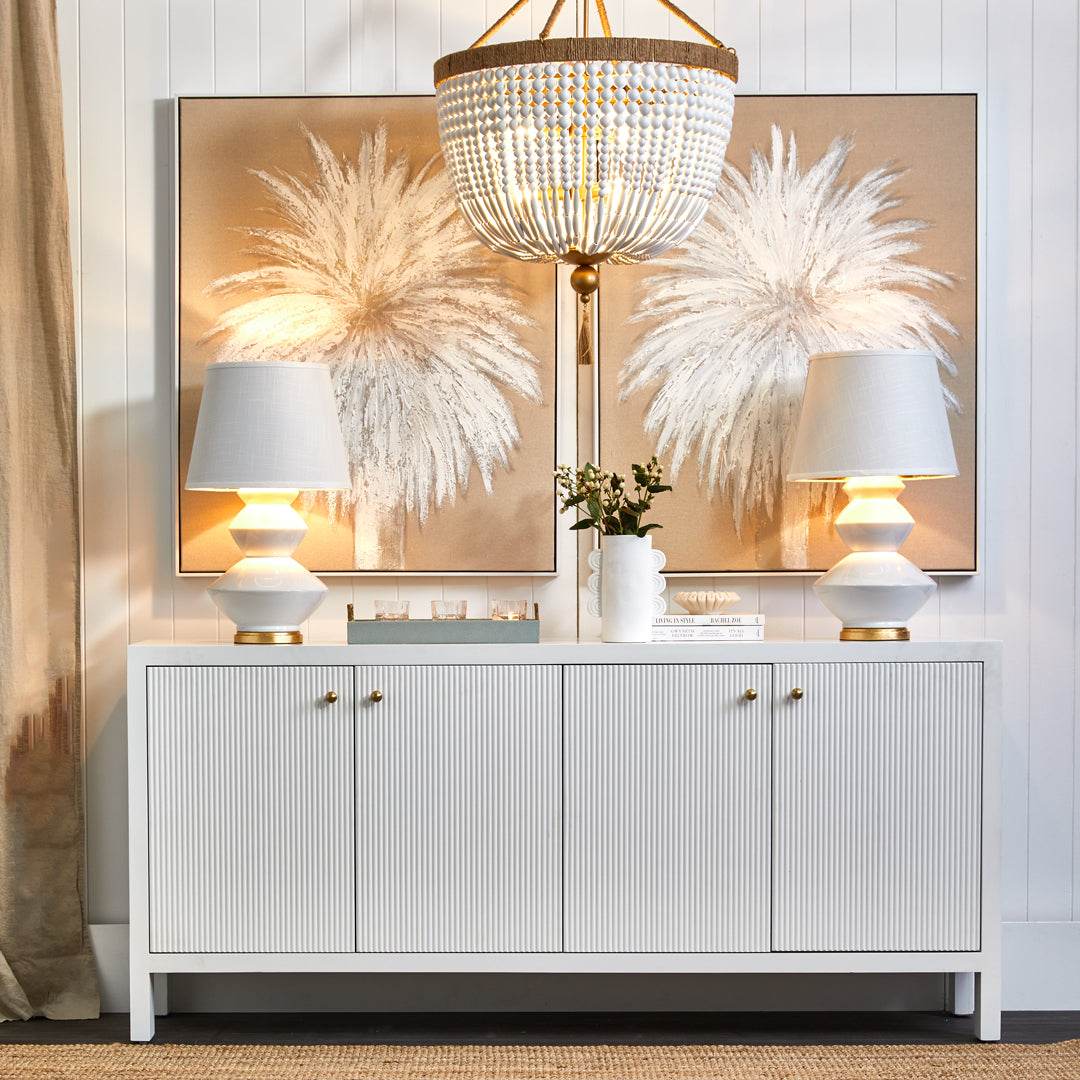 Adley | Fluted 4 Door Buffet White - Mirra Interiors