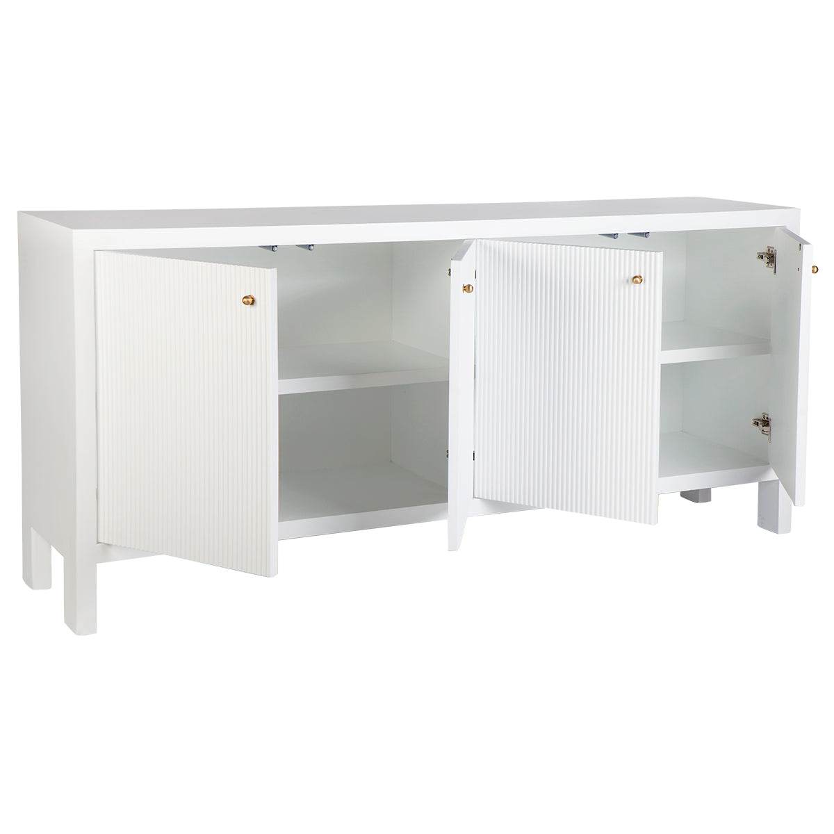 Adley | Fluted 4 Door Buffet White - Mirra Interiors