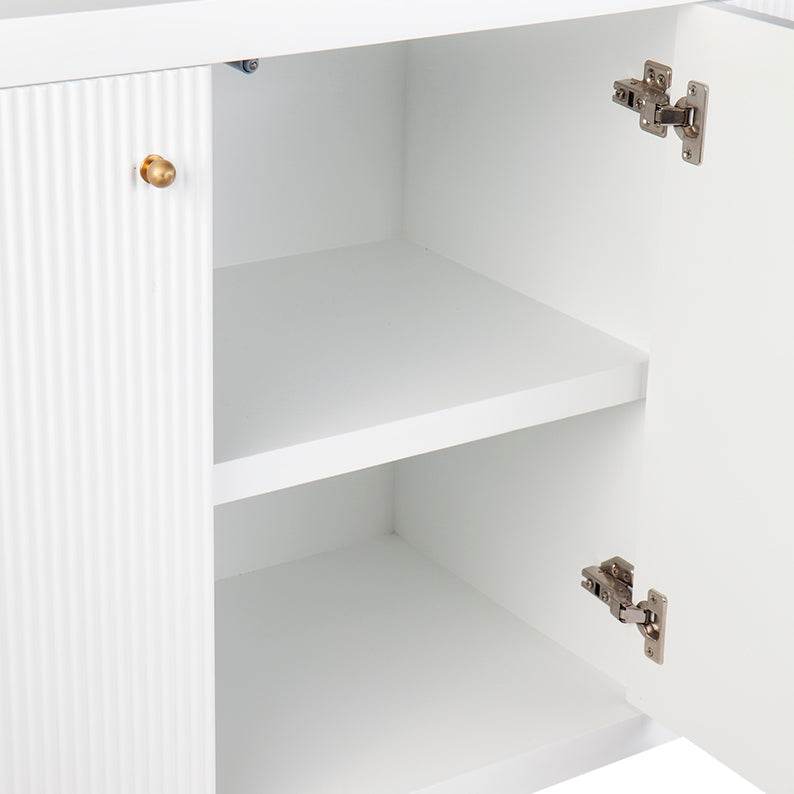 Adley | Fluted 4 Door Buffet White - Mirra Interiors