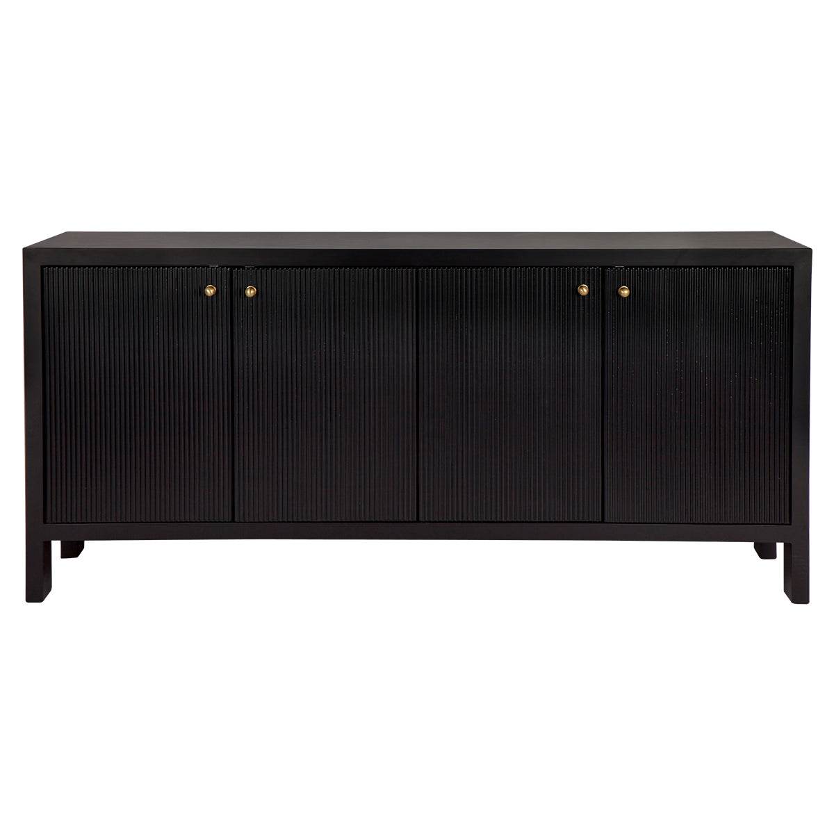 Adley | Fluted 4 Door Buffet Black - Mirra Interiors