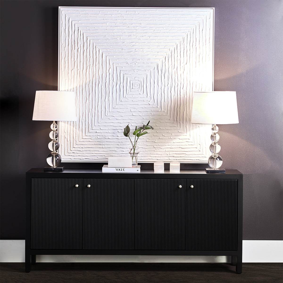 Adley | Fluted 4 Door Buffet Black - Mirra Interiors