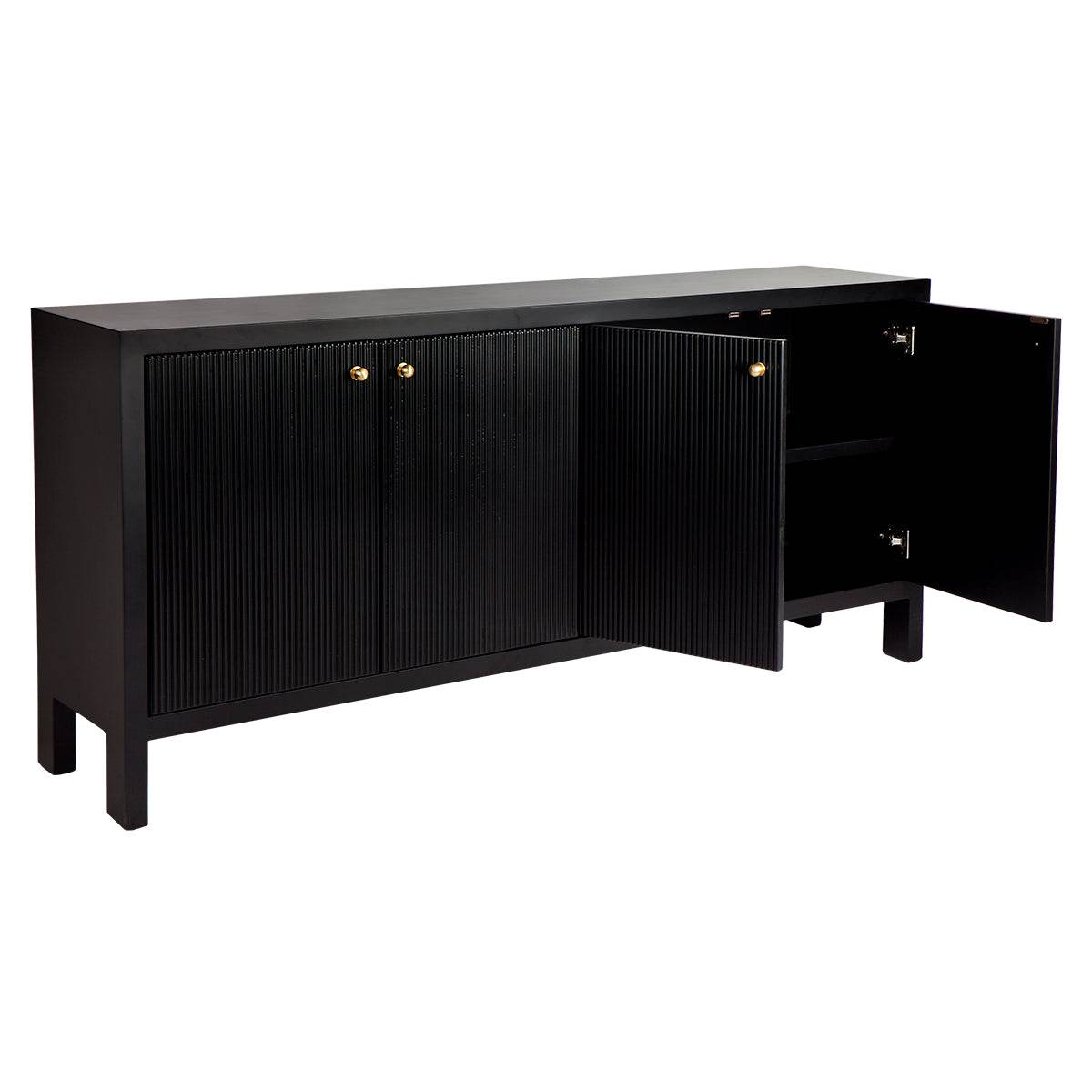 Adley | Fluted 4 Door Buffet Black - Mirra Interiors