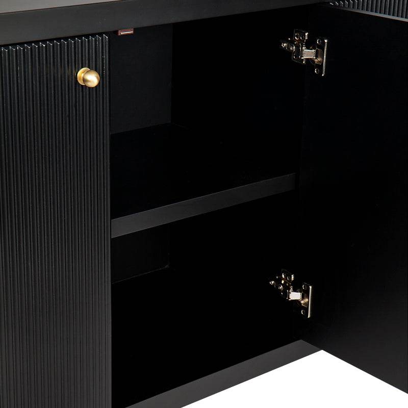 Adley | Fluted 4 Door Buffet Black - Mirra Interiors