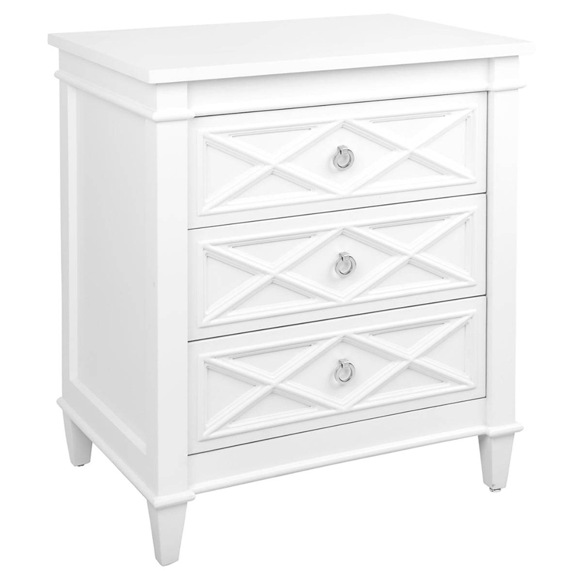 Hamden | Hamptons Bedside Table White (Large) - Mirra Interiors