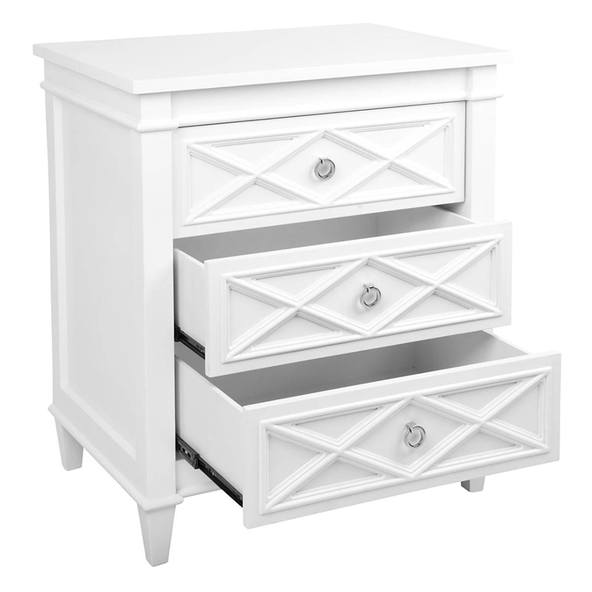 Hamden | Hamptons Bedside Table White (Large) - Mirra Interiors