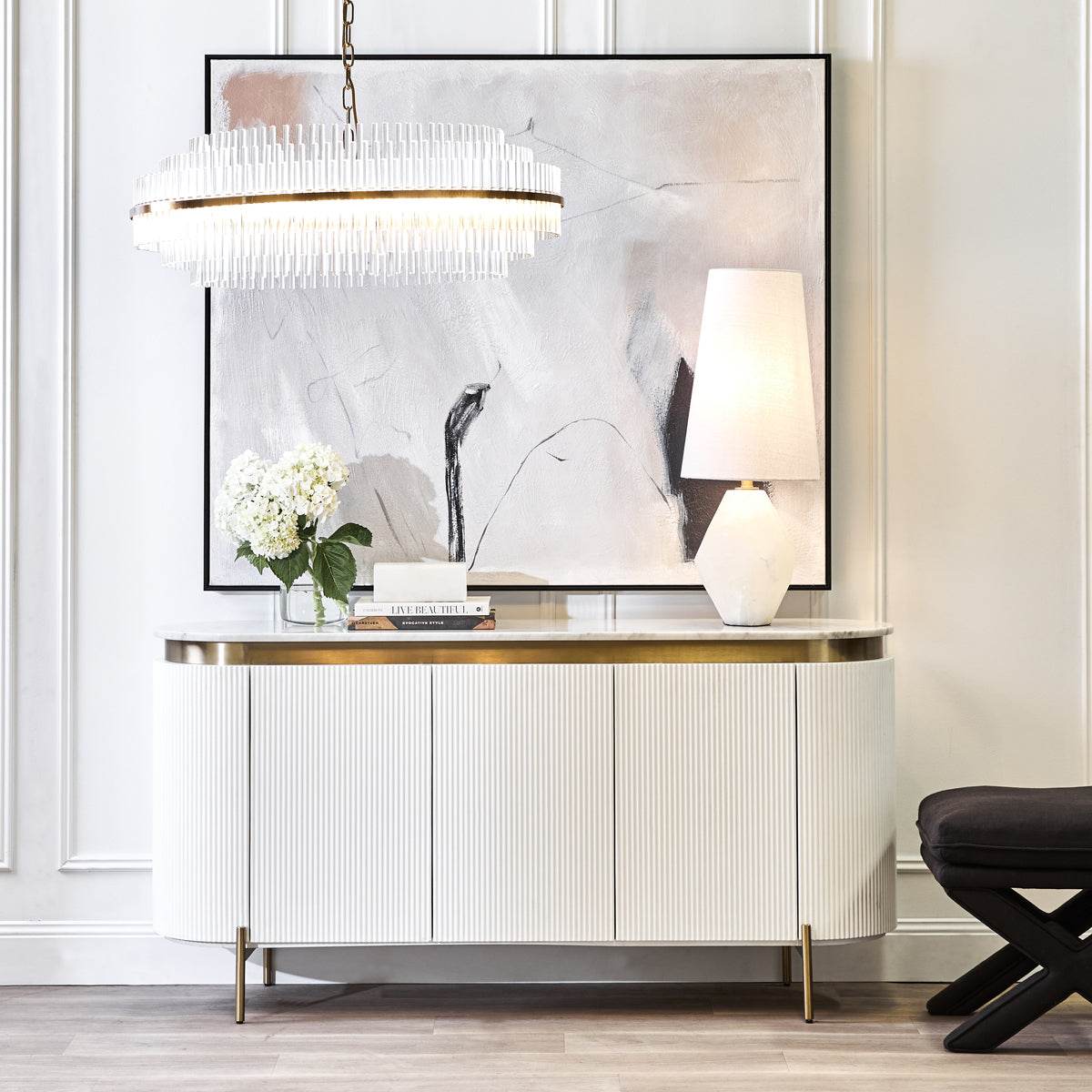 Dante | Marble Top Curve Buffet White - Mirra Interiors