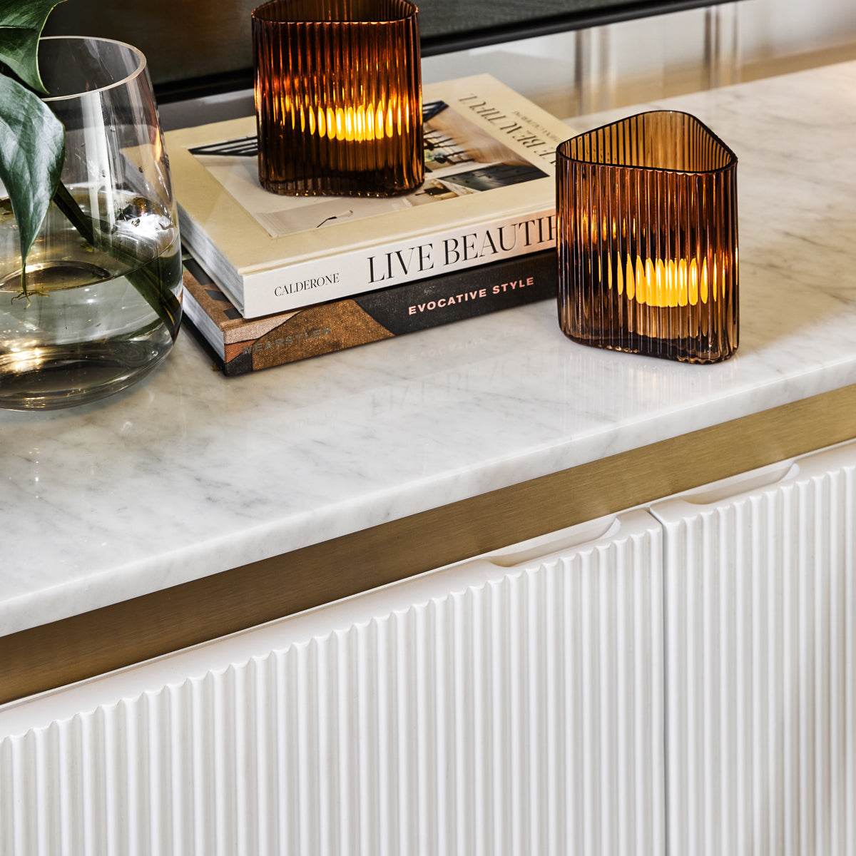 Dante | Marble Top Curve Buffet White - Mirra Interiors