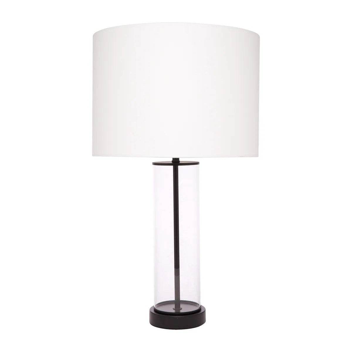 Easton | Glass Table Lamp Bronzed Black (White Shade) - Mirra Interiors