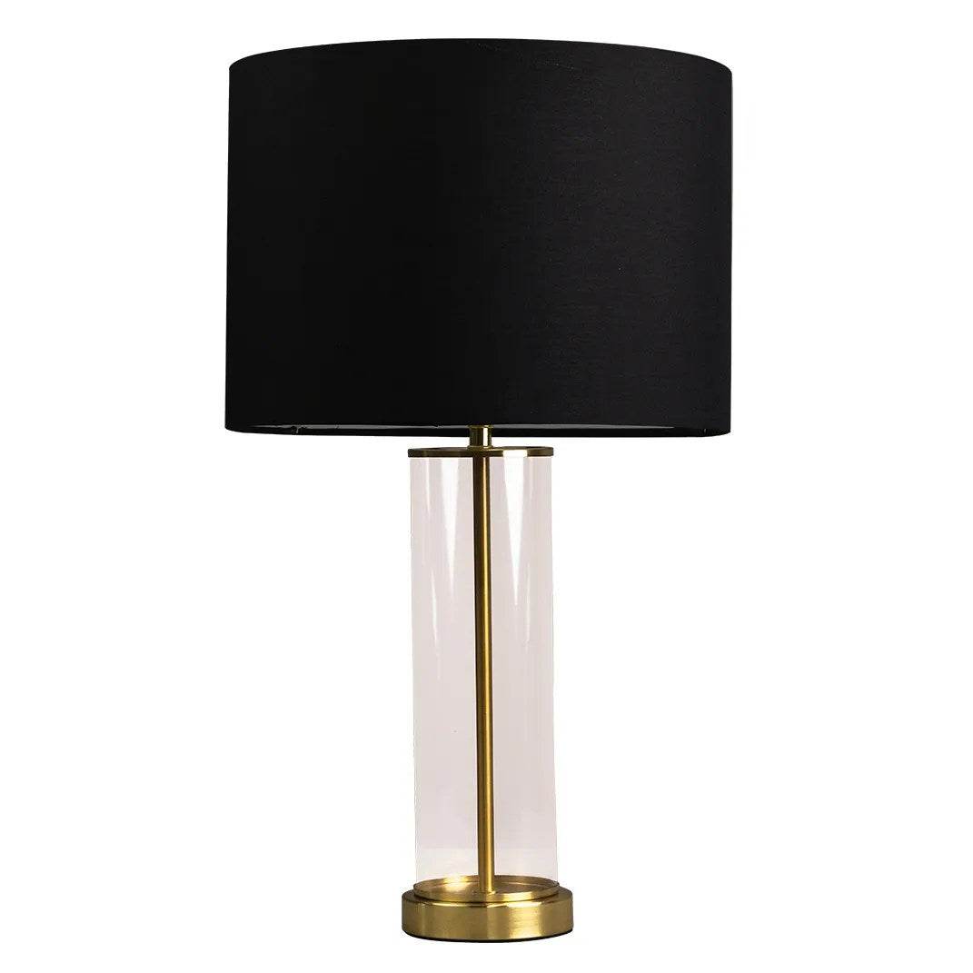 Easton | Glass Table Lamp Brass (Black Shade) - Mirra Interiors