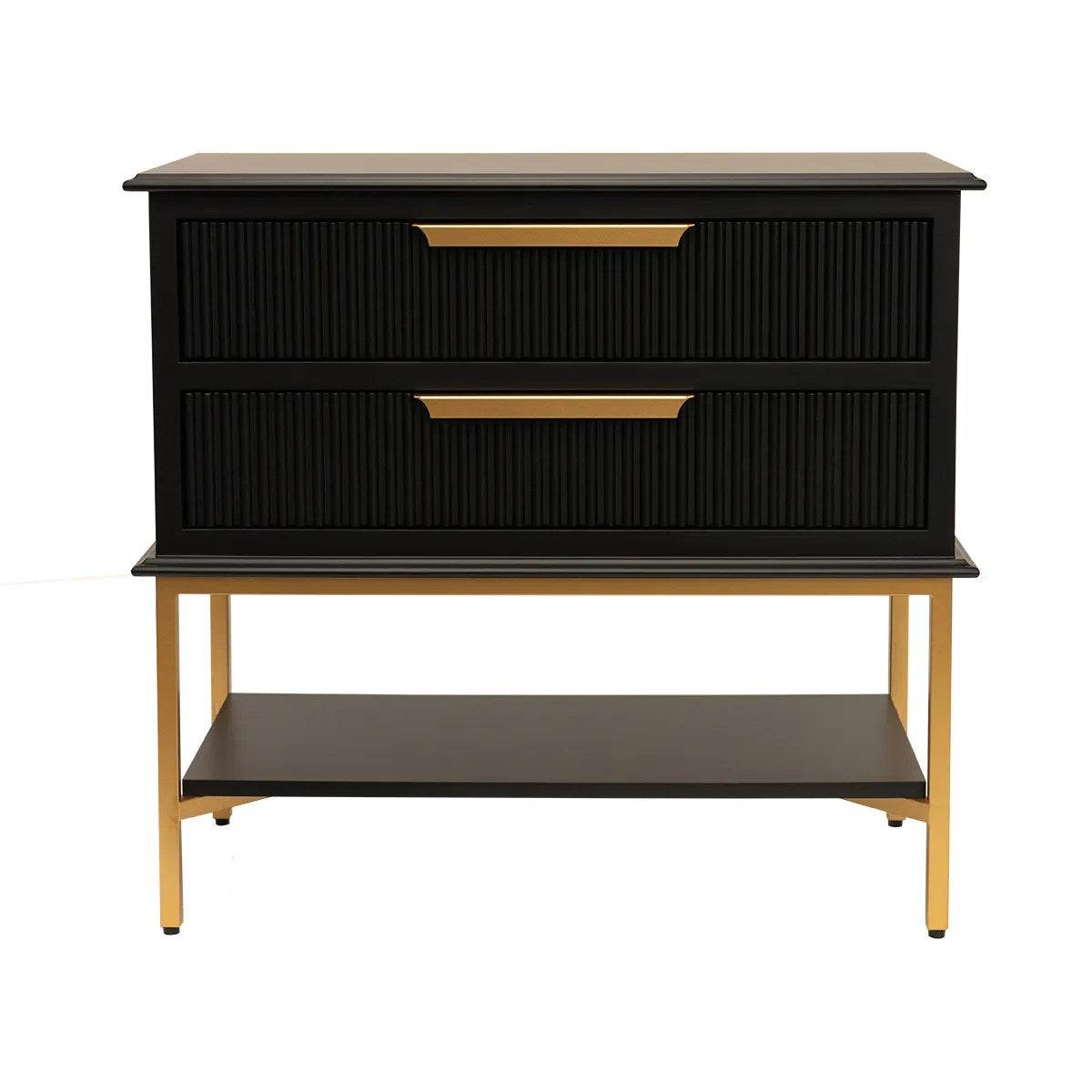 Addison | Ribbed Bedside Table Black (Large) - Mirra Interiors