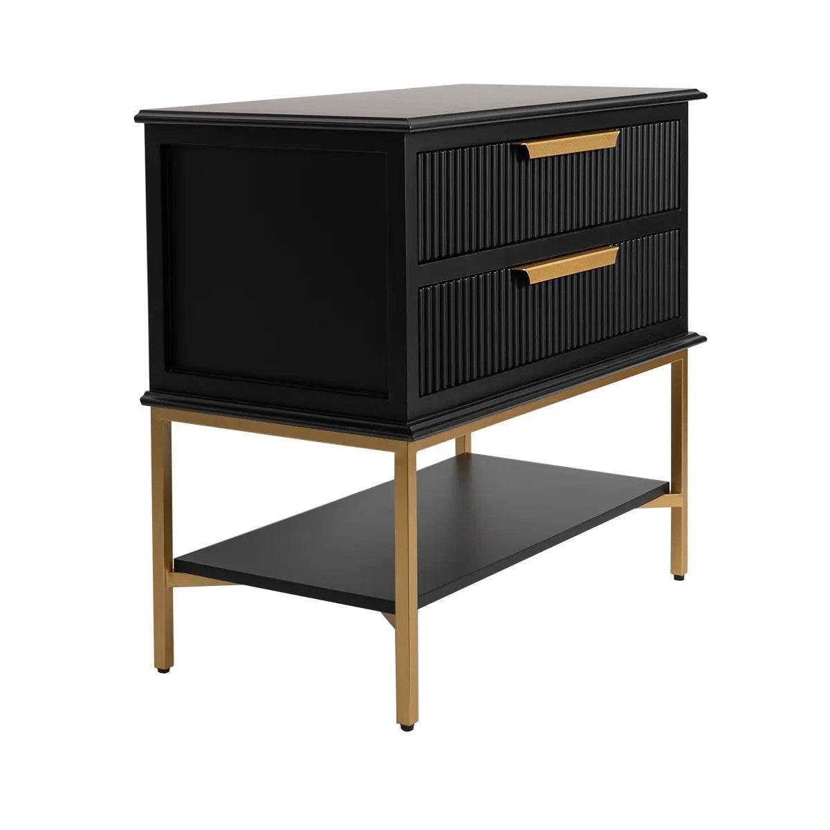 Addison | Ribbed Bedside Table Black (Large) - Mirra Interiors