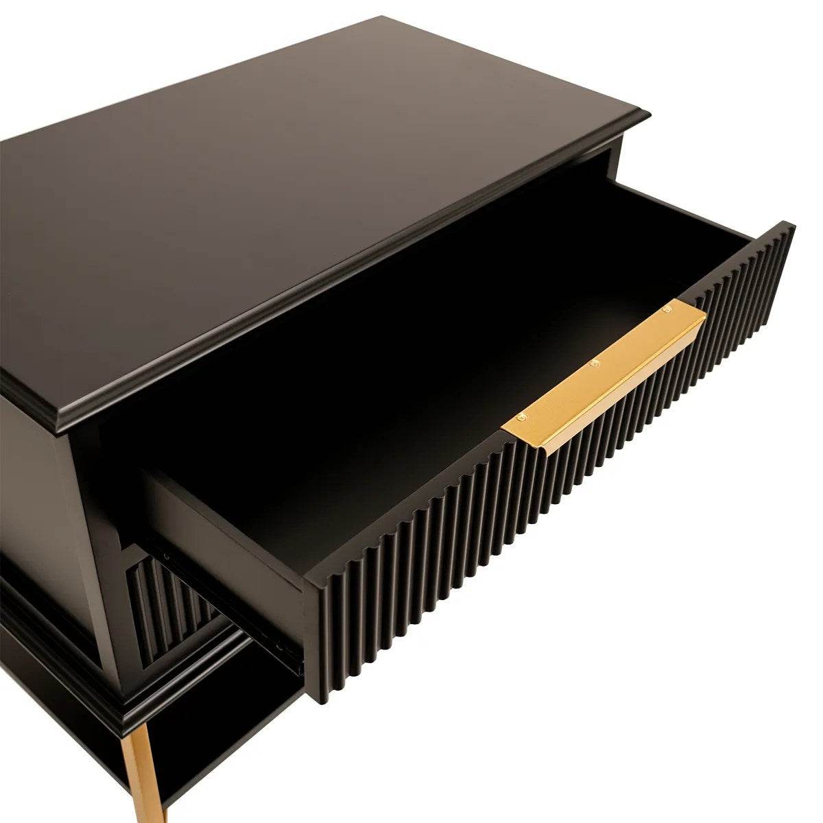 Addison | Ribbed Bedside Table Black (Large) - Mirra Interiors