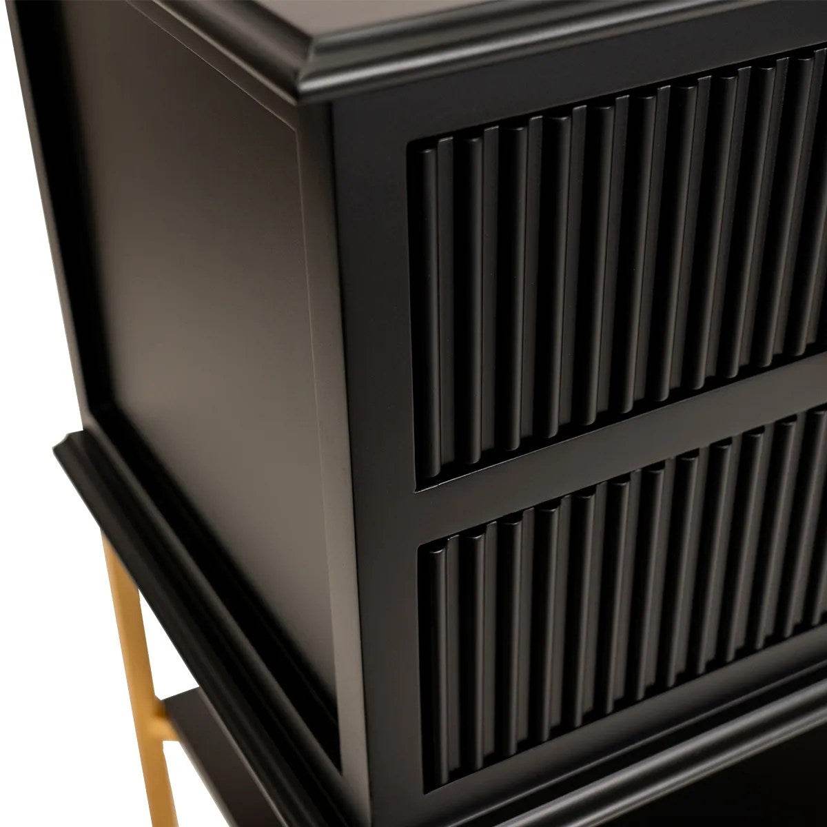 Addison | Ribbed Bedside Table Black (Large) - Mirra Interiors
