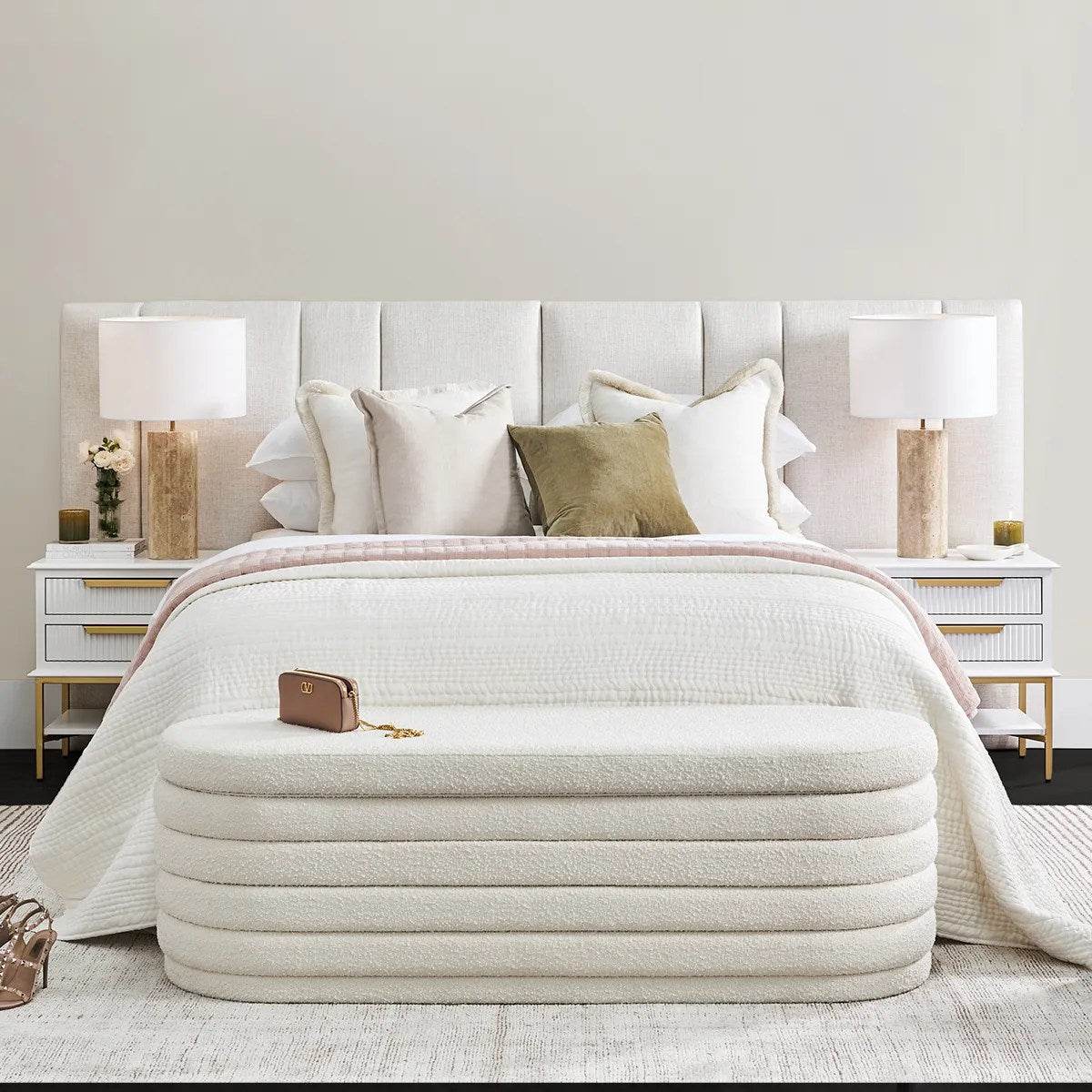 Addison | Ribbed Bedside Table White (Small) - Mirra Interiors