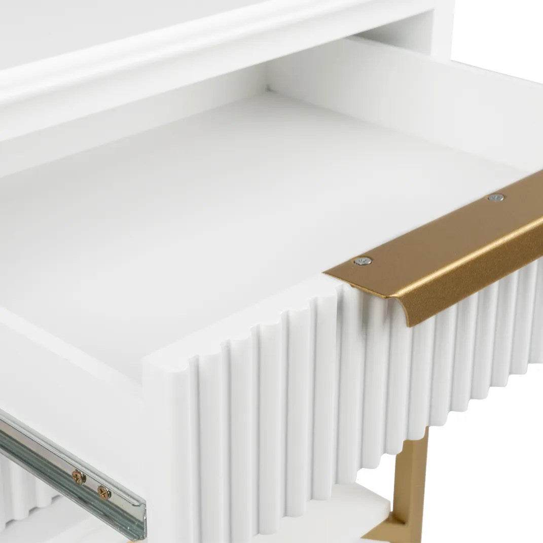 Addison | Ribbed Bedside Table White (Small) - Mirra Interiors