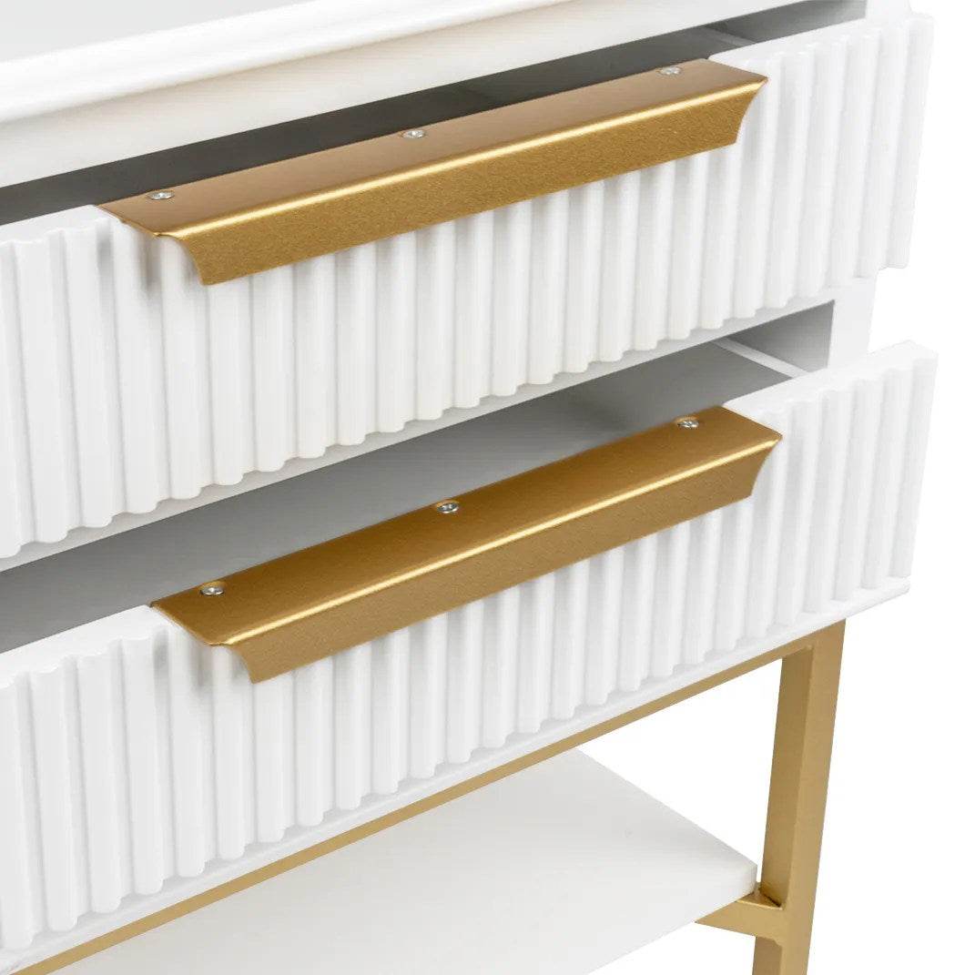 Addison | Ribbed Bedside Table White (Small) - Mirra Interiors