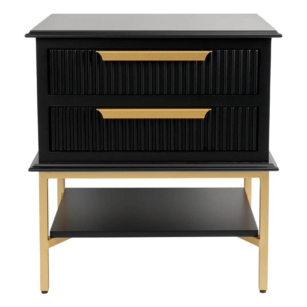 Addison | Ribbed Bedside Table Black (Small) - Mirra Interiors