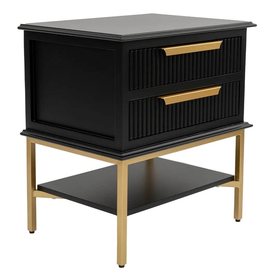 Addison | Ribbed Bedside Table Black (Small) - Mirra Interiors