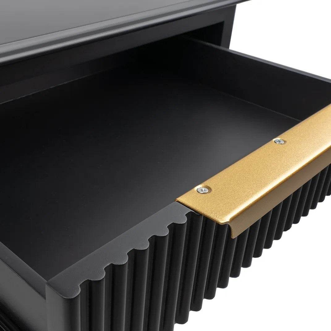 Addison | Ribbed Bedside Table Black (Small) - Mirra Interiors