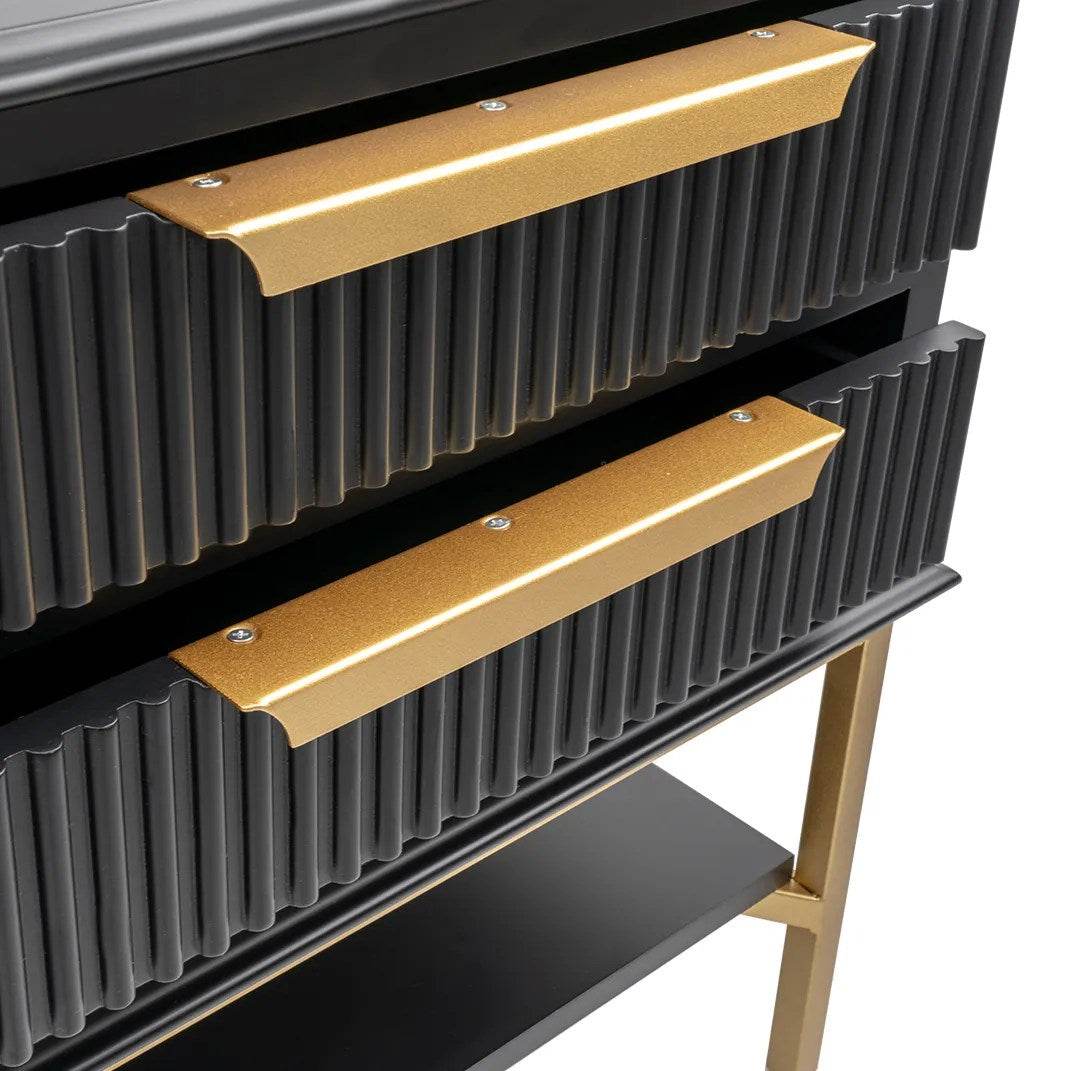 Addison | Ribbed Bedside Table Black (Small) - Mirra Interiors
