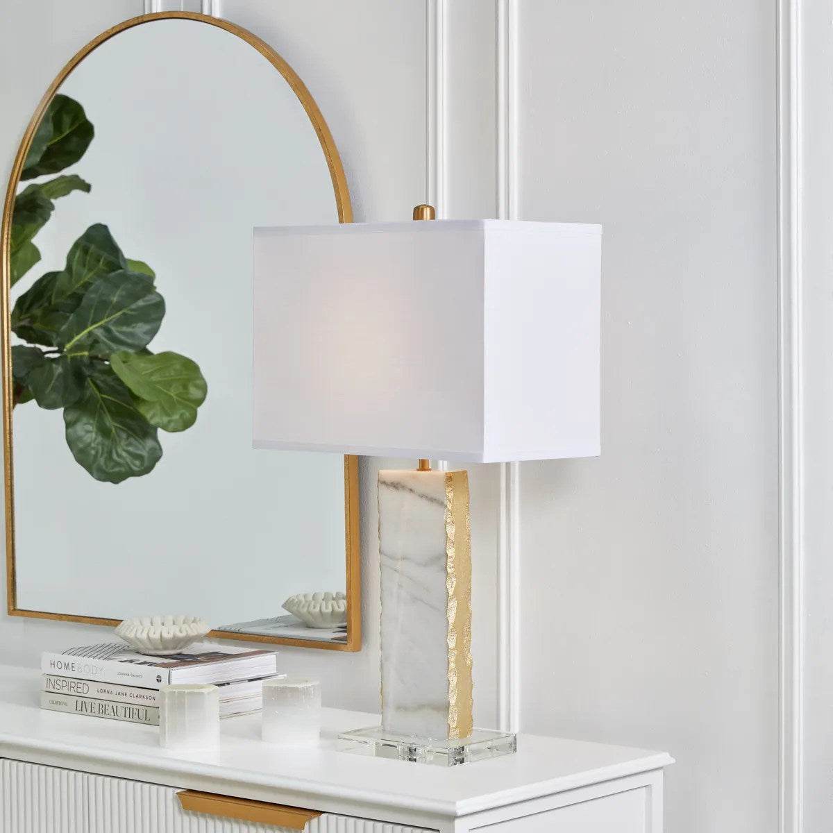 Bowie | Marble Table Lamp White & Gold - Mirra Interiors