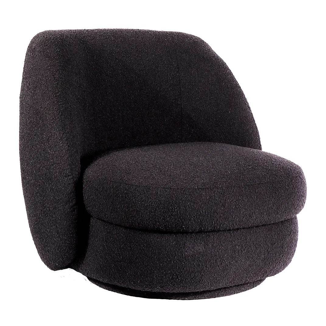 Audrey | Boucle Swivel Chair Black - Mirra Interiors