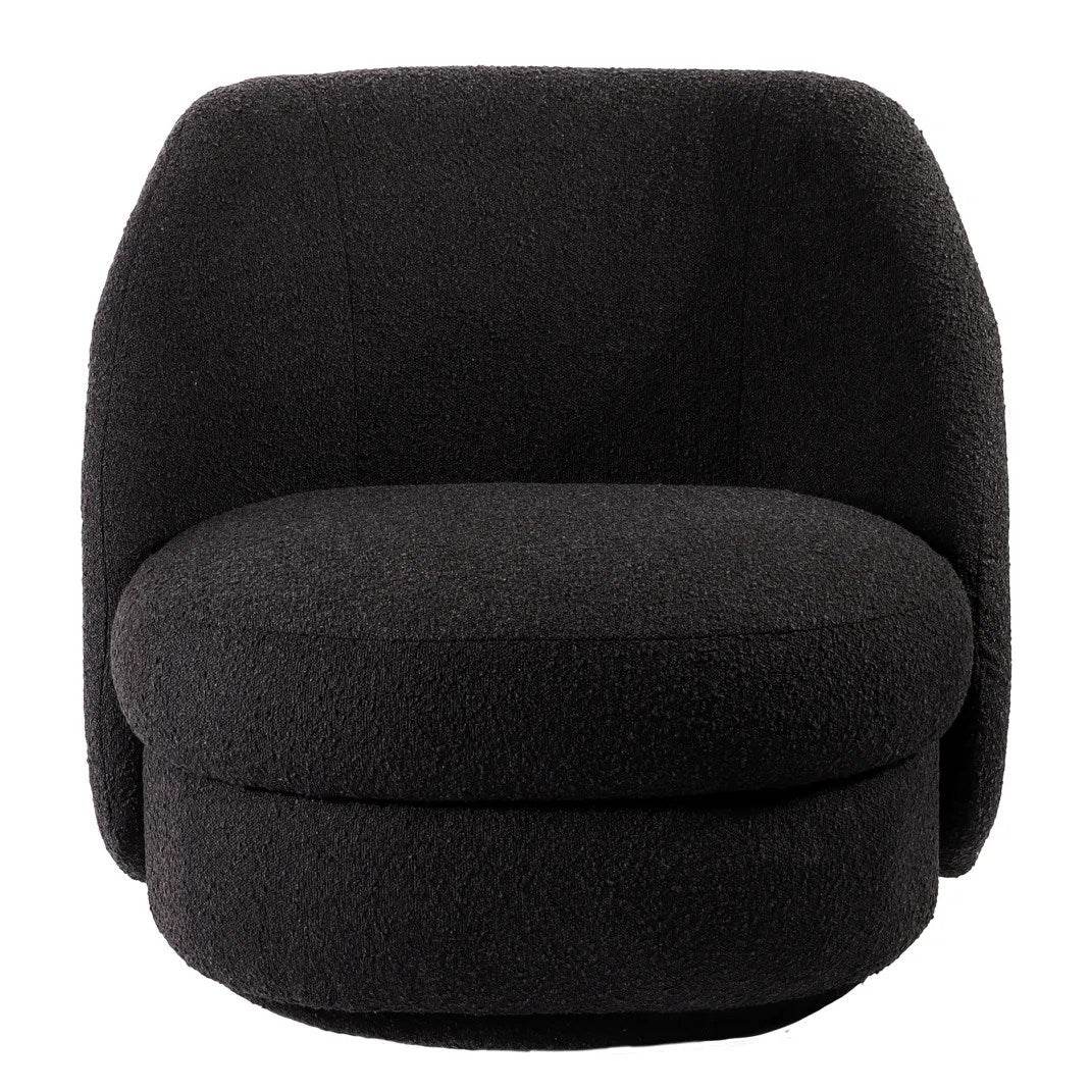 Audrey | Boucle Swivel Chair Black - Mirra Interiors