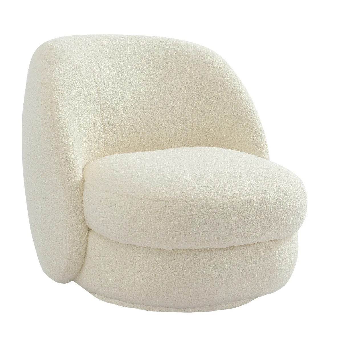 Audrey | Shearling Swivel Chair Off White - Mirra Interiors