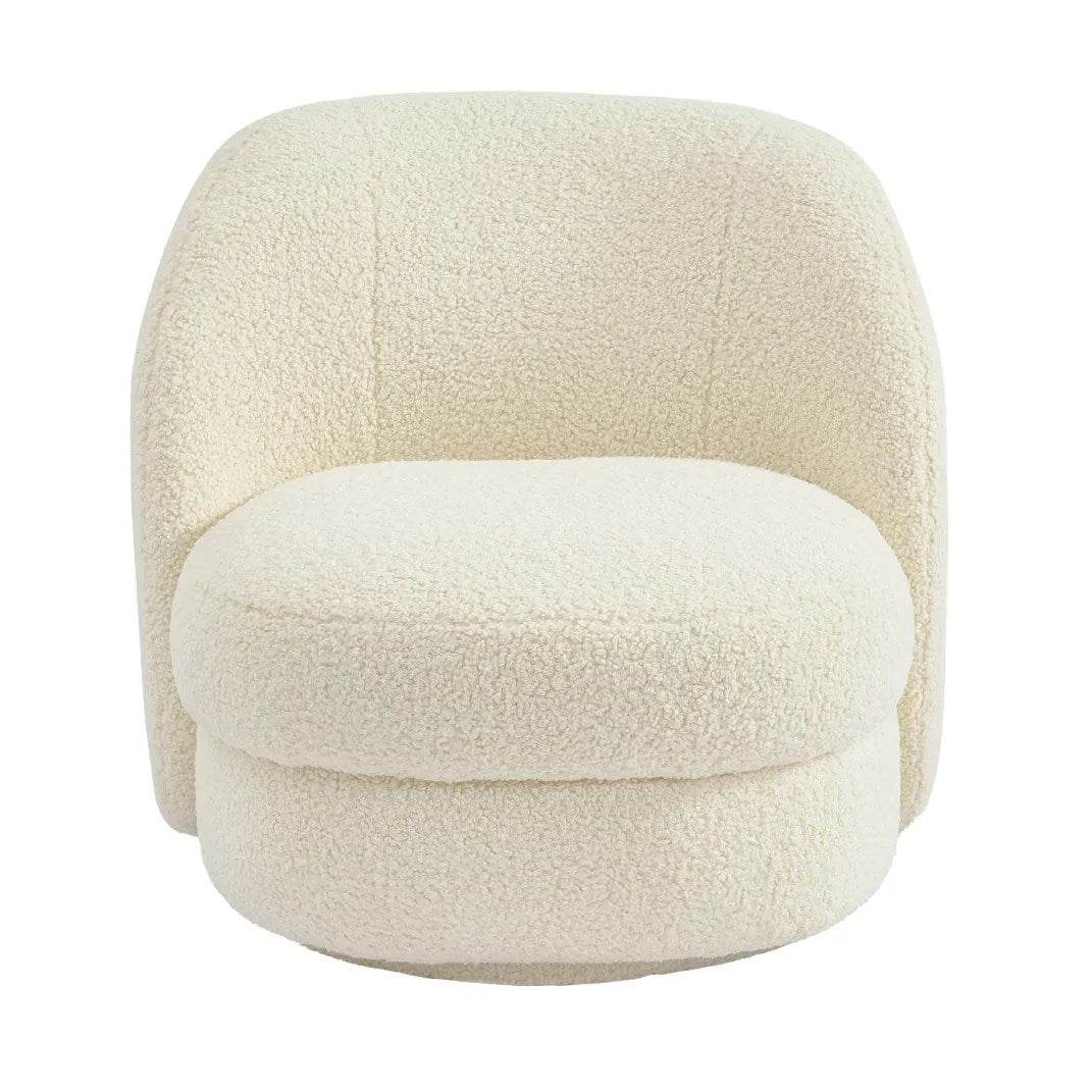 Audrey | Shearling Swivel Chair Off White - Mirra Interiors