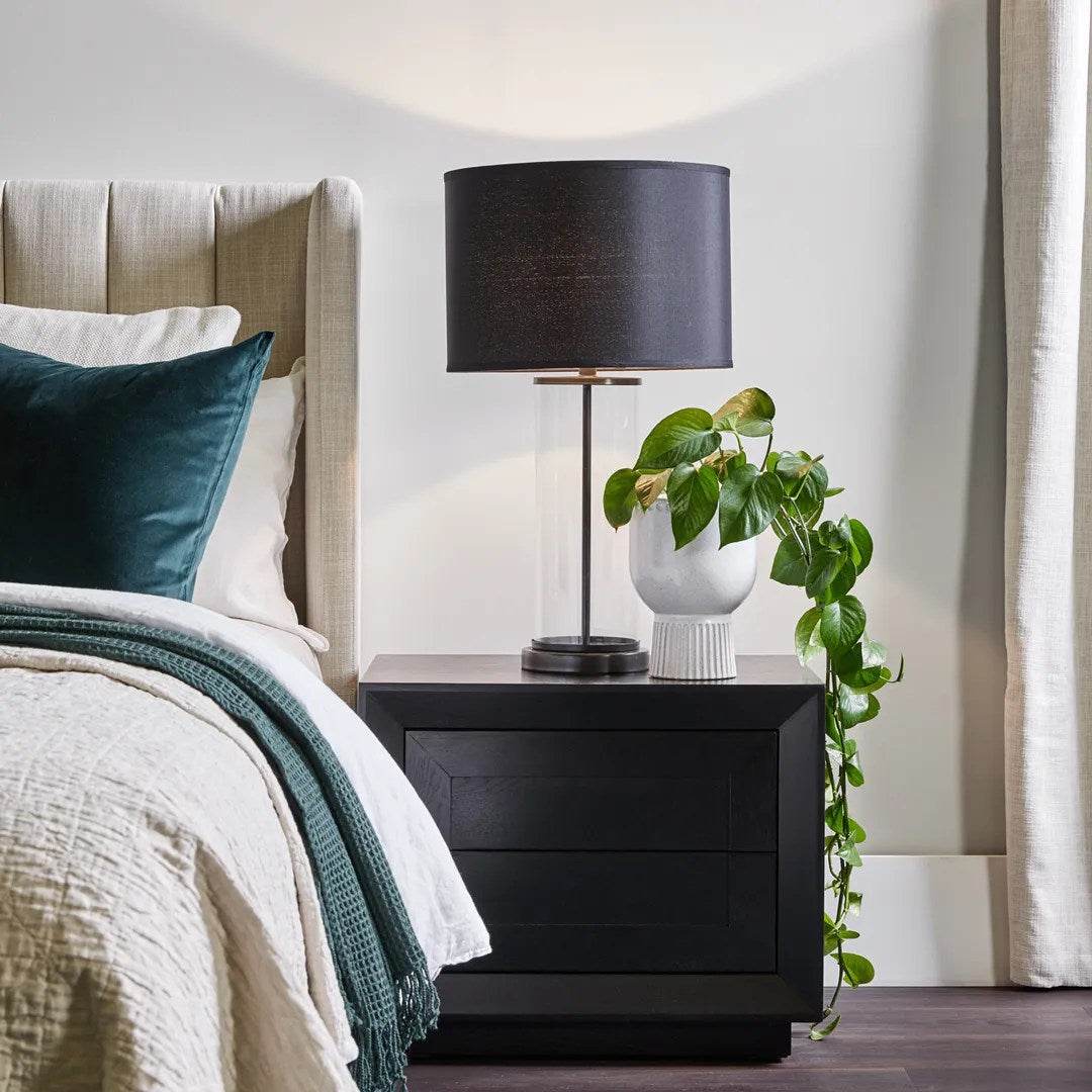 York | Winged Bedhead Natural Linen (King) - Mirra Interiors