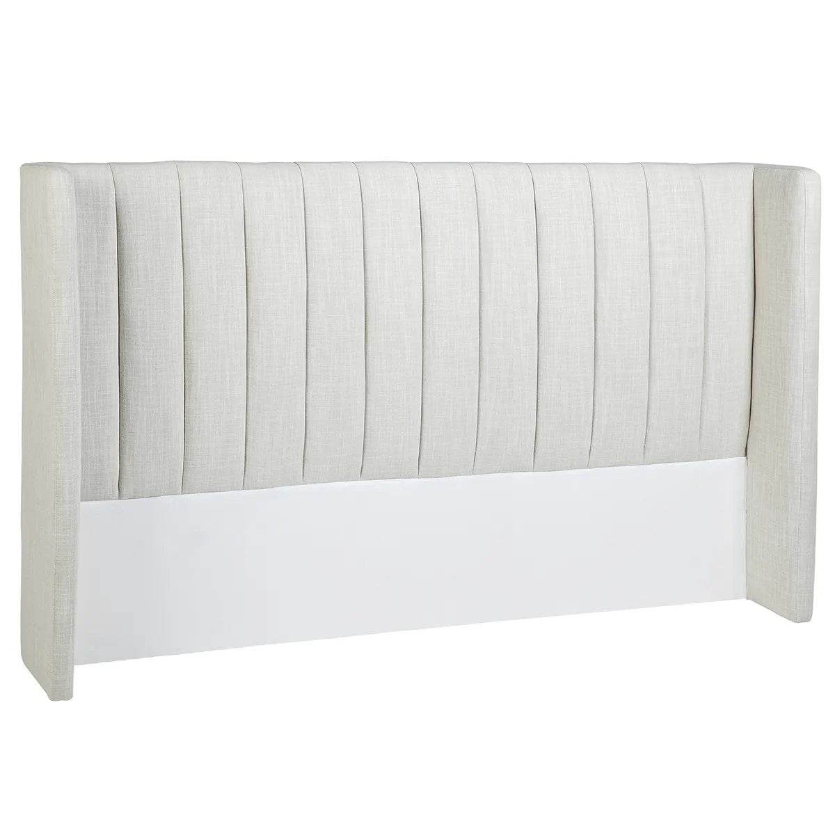 York | Winged Bedhead Natural Linen (King) - Mirra Interiors