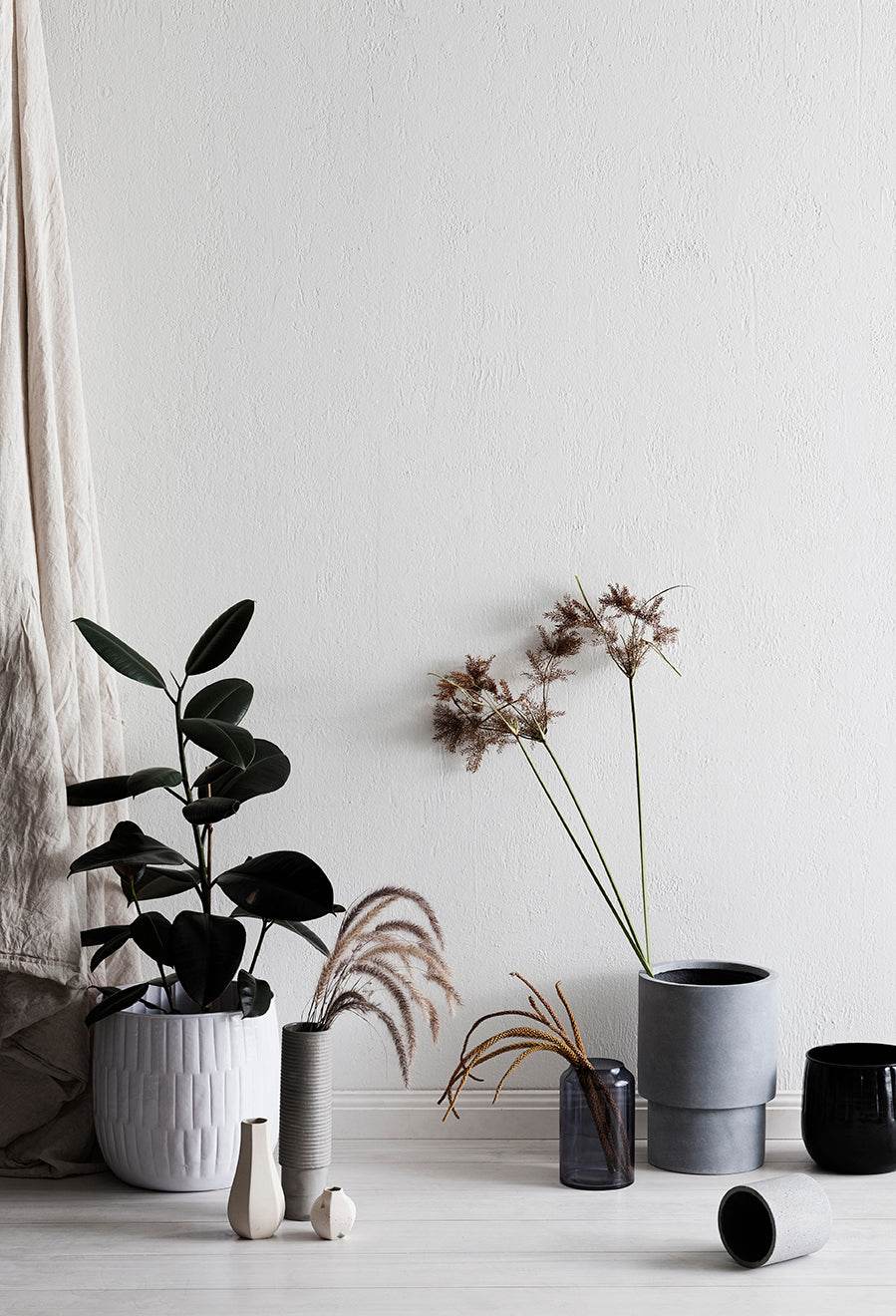 Carv | Ribbed Tall Vase Grey (Large) - Mirra Interiors
