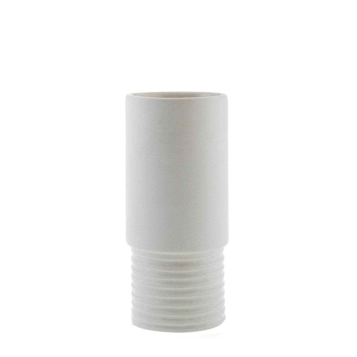 Carv | Ribbed Tall Vase White (Small) - Mirra Interiors