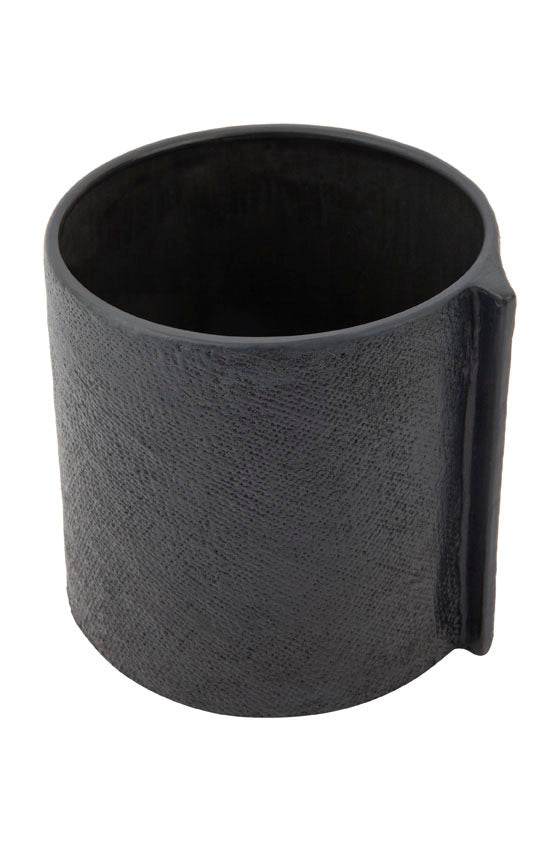 Burlap | Ceramic Textured Pot Black (Large) - Mirra Interiors