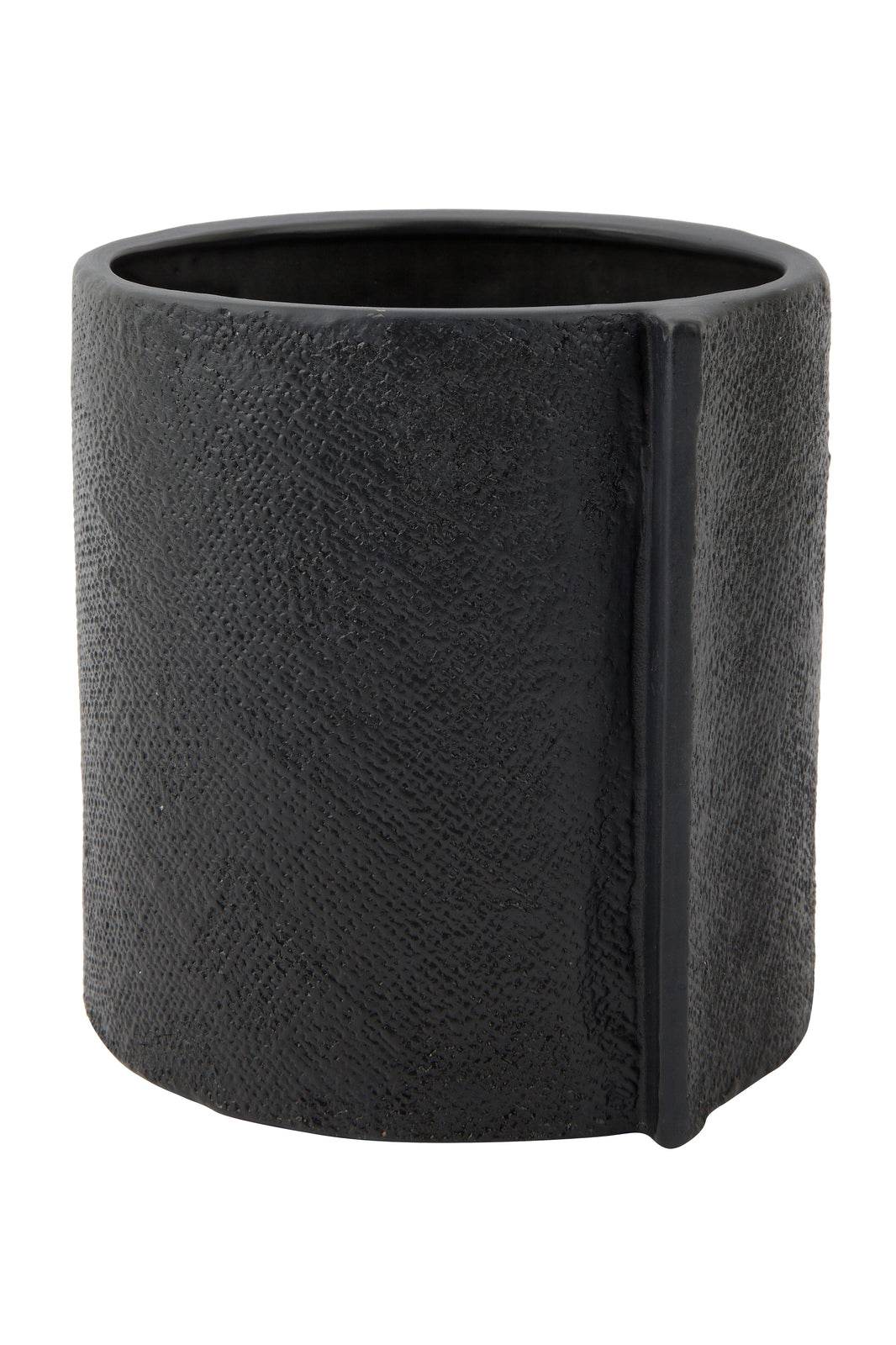 Burlap | Ceramic Textured Pot Black (Large) - Mirra Interiors