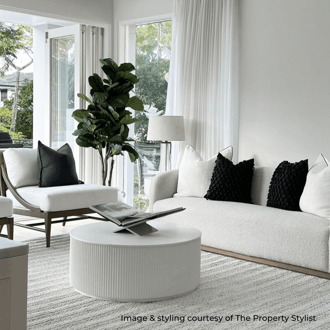 Nereus | Fluted Round Coffee Table White - Mirra Interiors