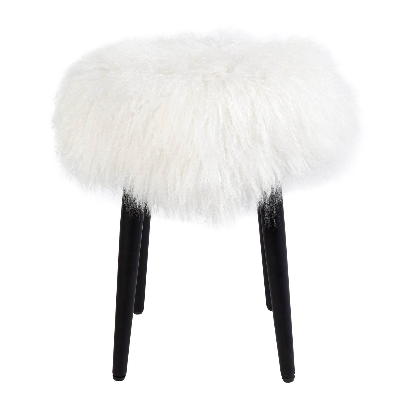 Diore | Shaggy Fur Footstool White - Mirra Interiors