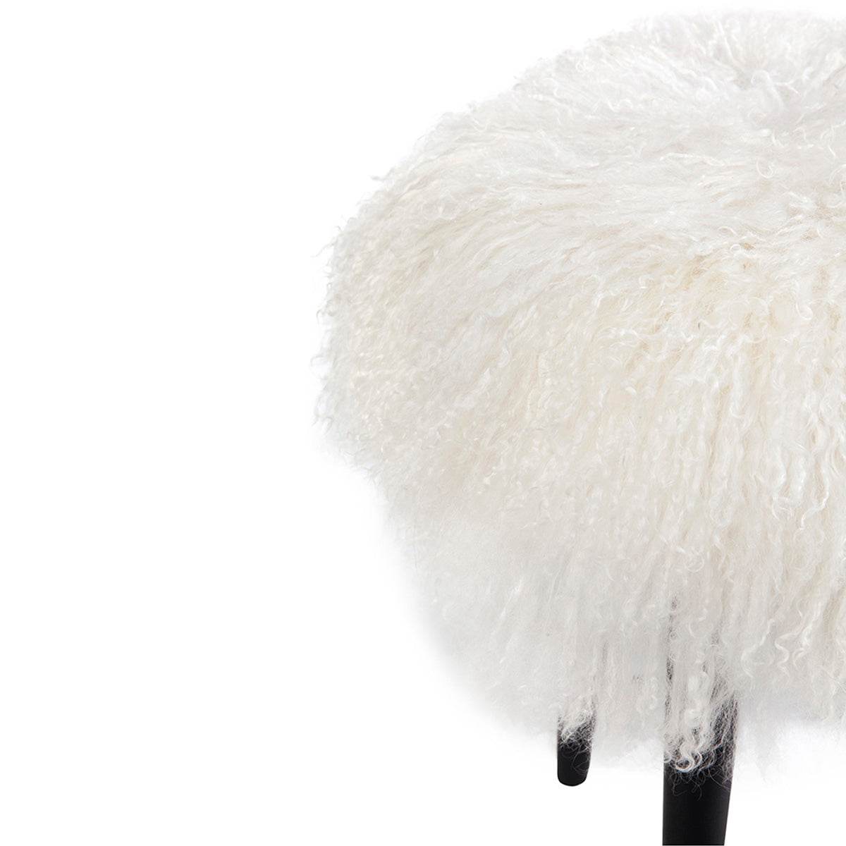Diore | Shaggy Fur Footstool White - Mirra Interiors