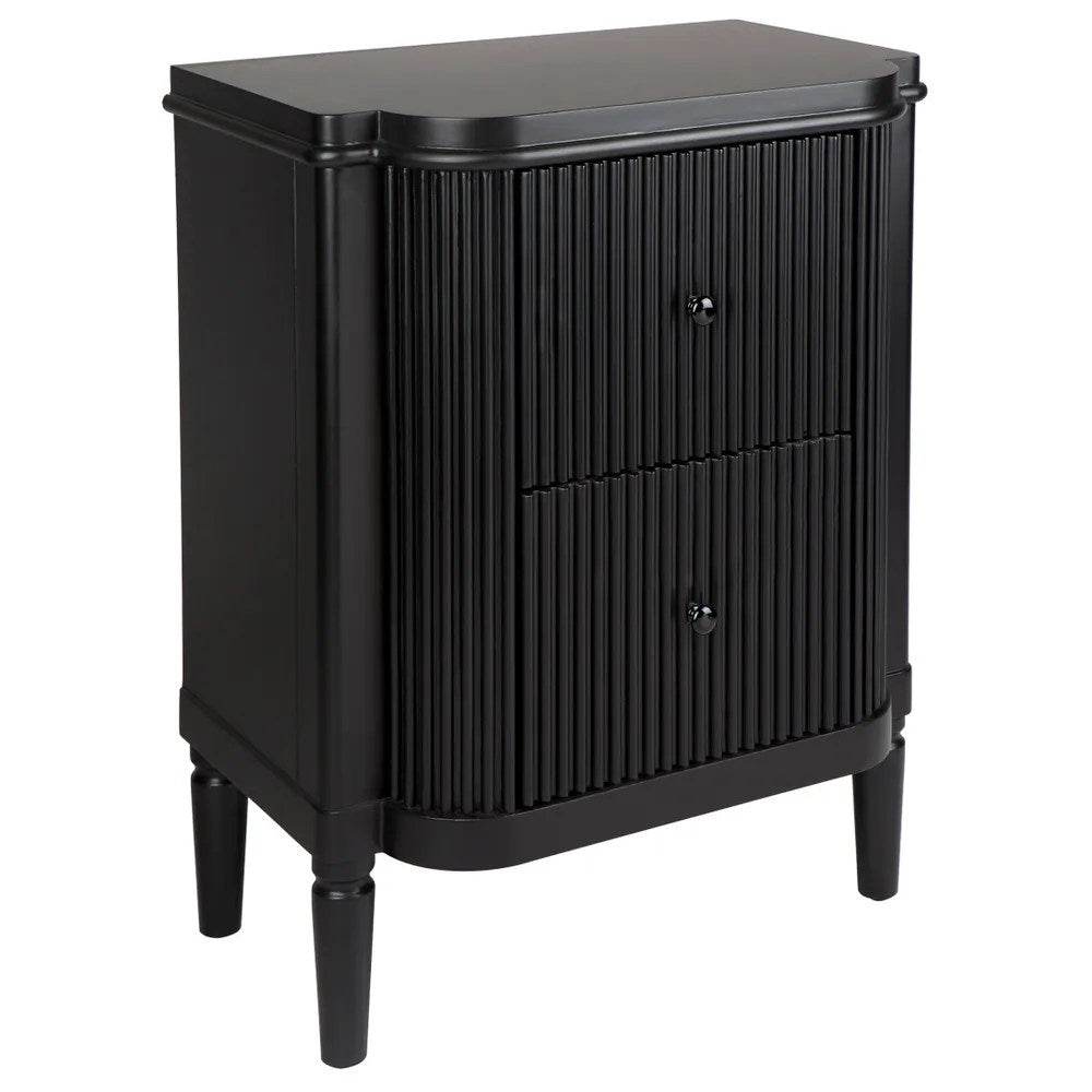 Arena | Ribbed Bedside Table Black - Mirra Interiors