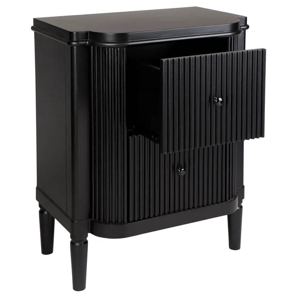 Arena | Ribbed Bedside Table Black - Mirra Interiors