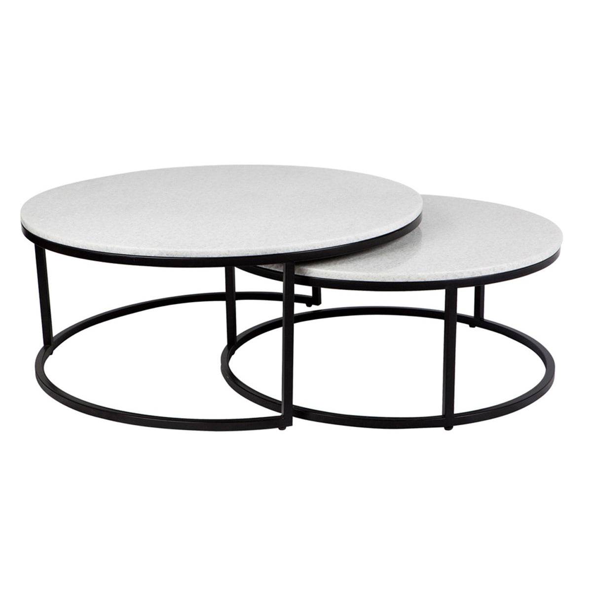 Cecilia | Nesting Stone Coffee Table Set Black - Mirra Interiors