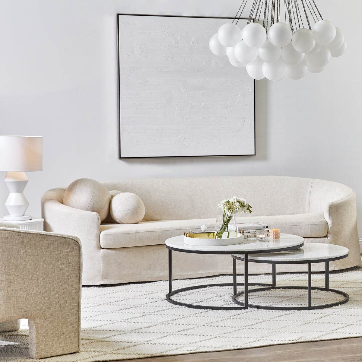 Cecilia | Nesting Stone Coffee Table Set Black - Mirra Interiors
