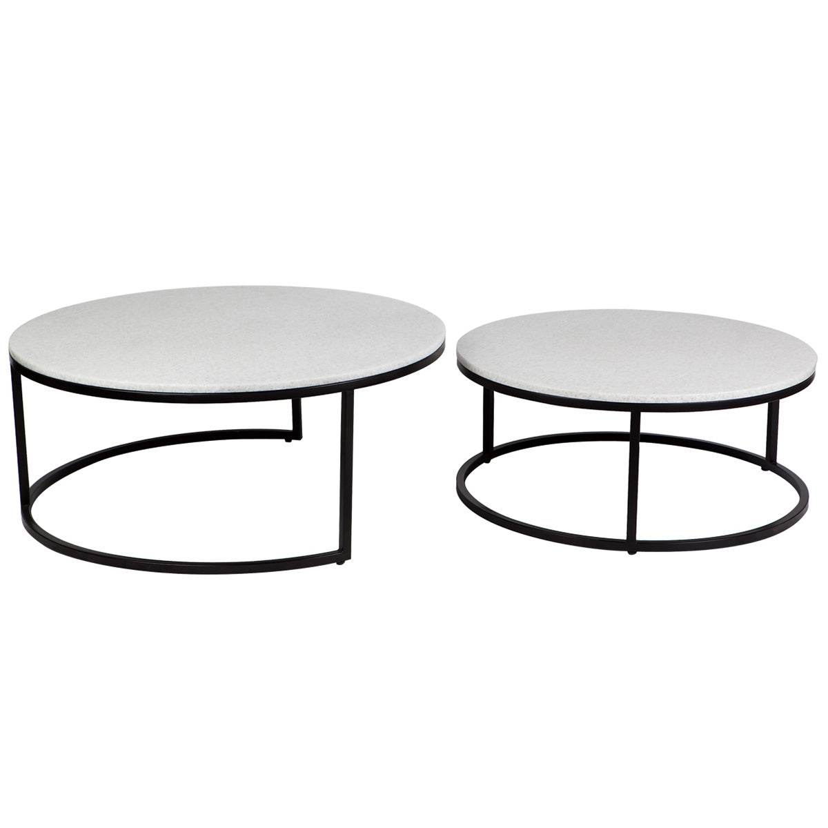 Cecilia | Nesting Stone Coffee Table Set Black - Mirra Interiors