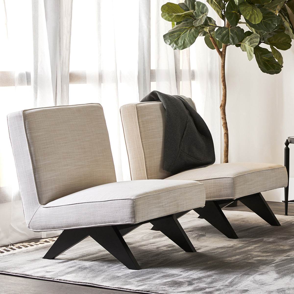 Marcus | Linen Slipper Chair Off White - Mirra Interiors