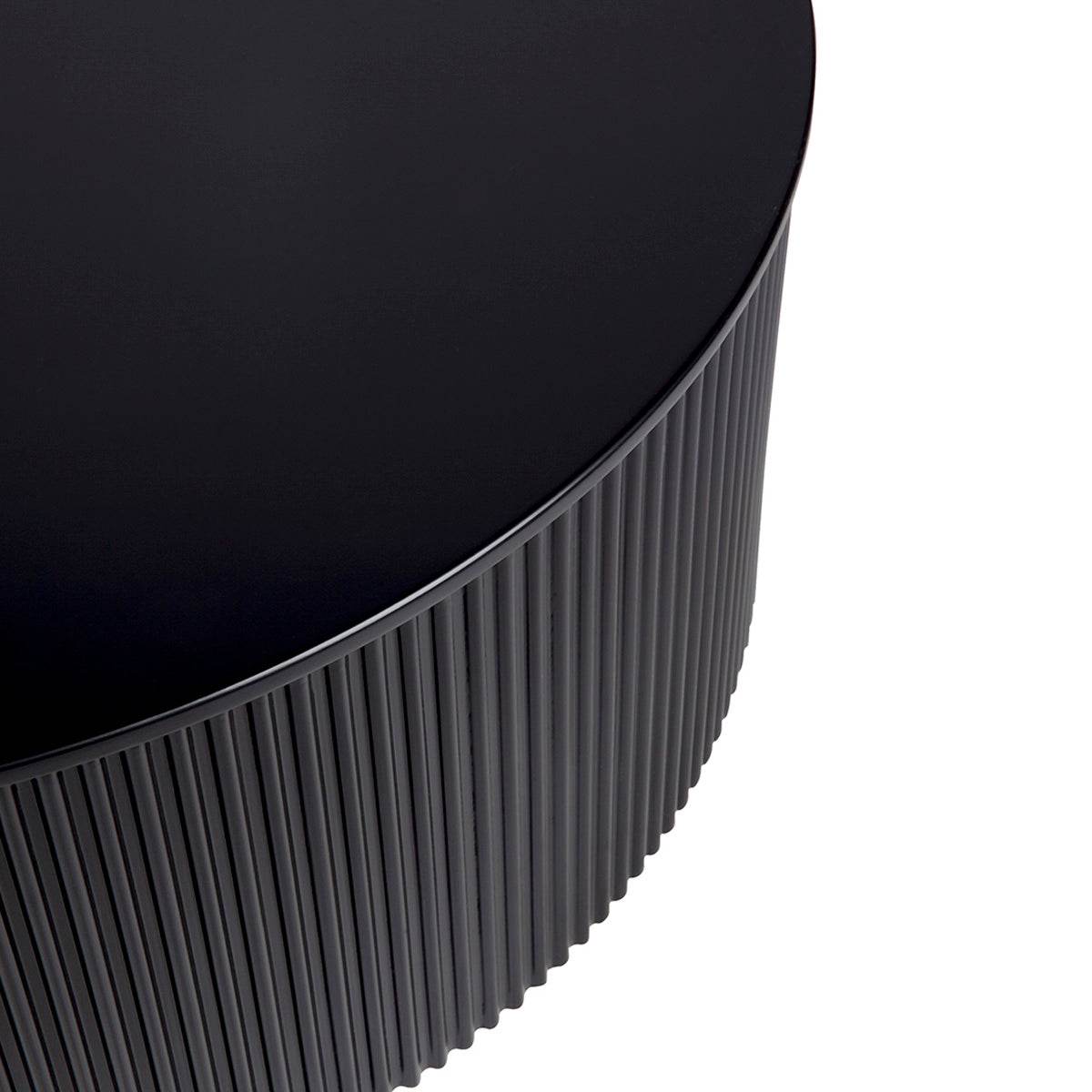 Nereus | Fluted Round Coffee Table Black - Mirra Interiors