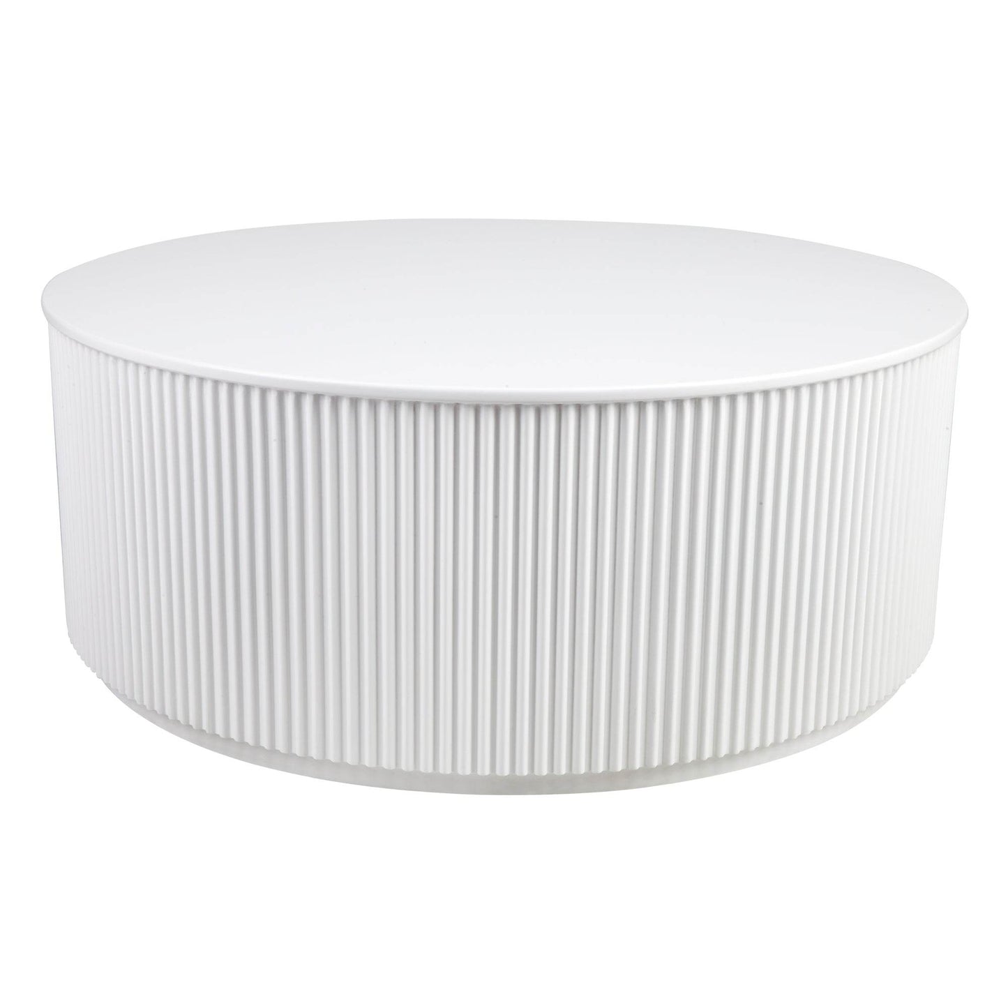 Nereus | Fluted Round Coffee Table White - Mirra Interiors