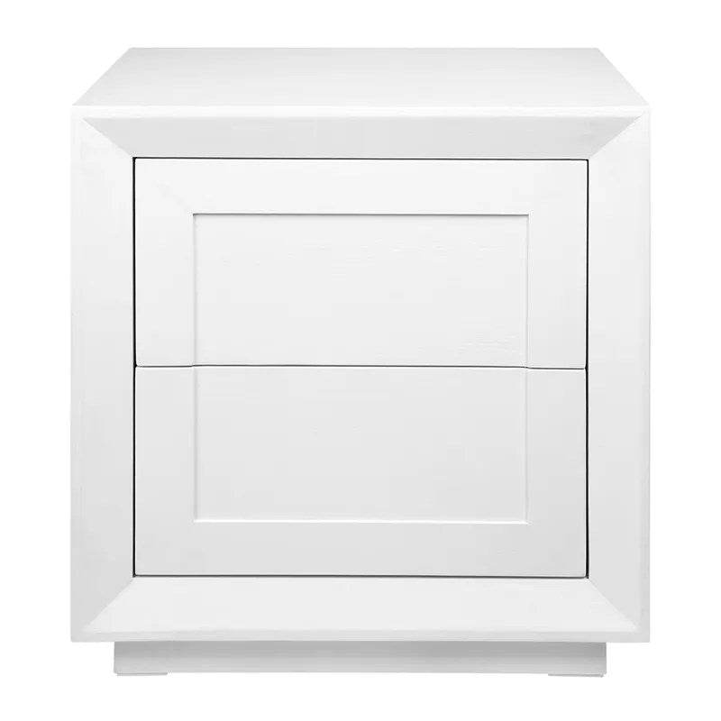Baltimore | Oak 2 Drawer Bedside Table White - Mirra Interiors