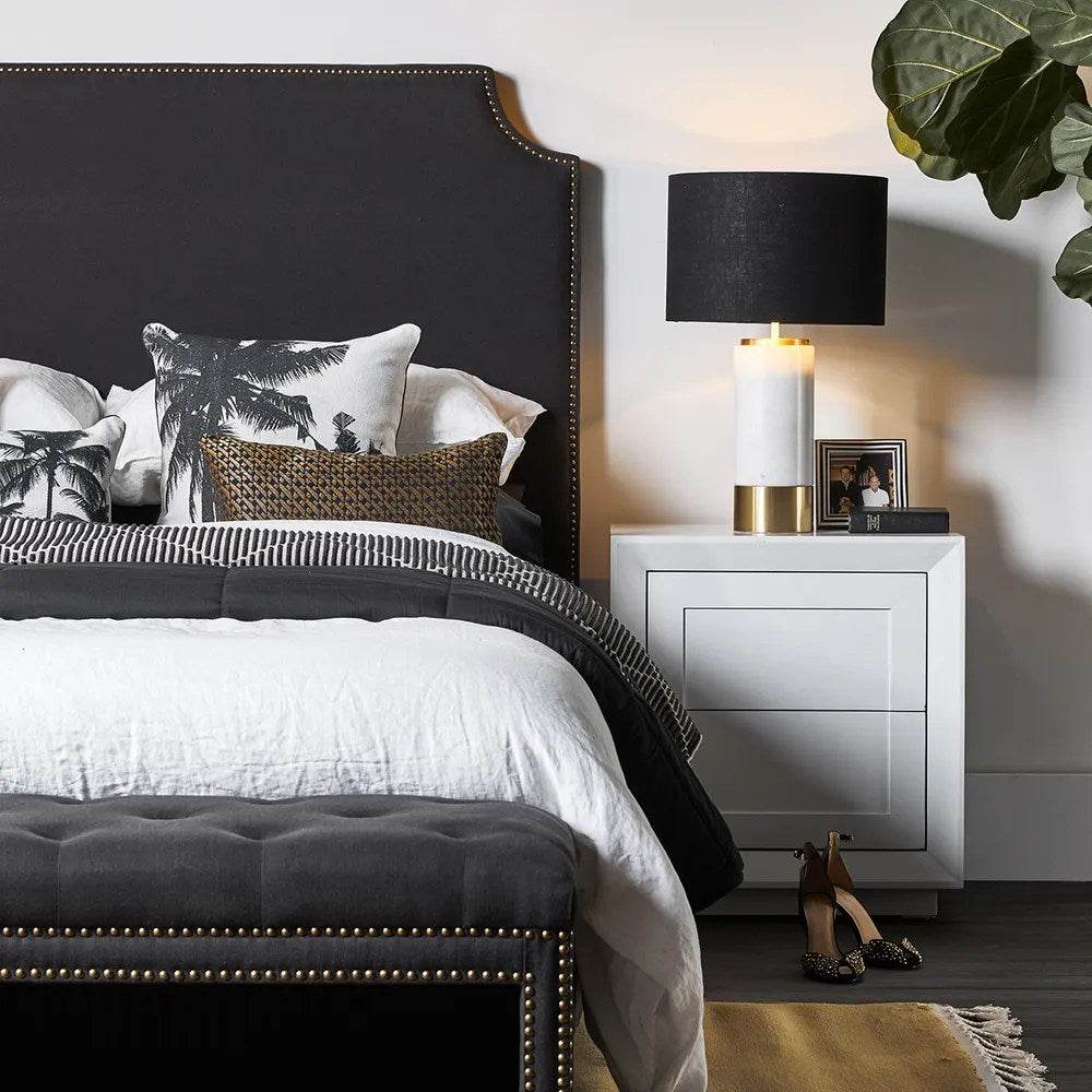 Baltimore | Oak 2 Drawer Bedside Table White - Mirra Interiors