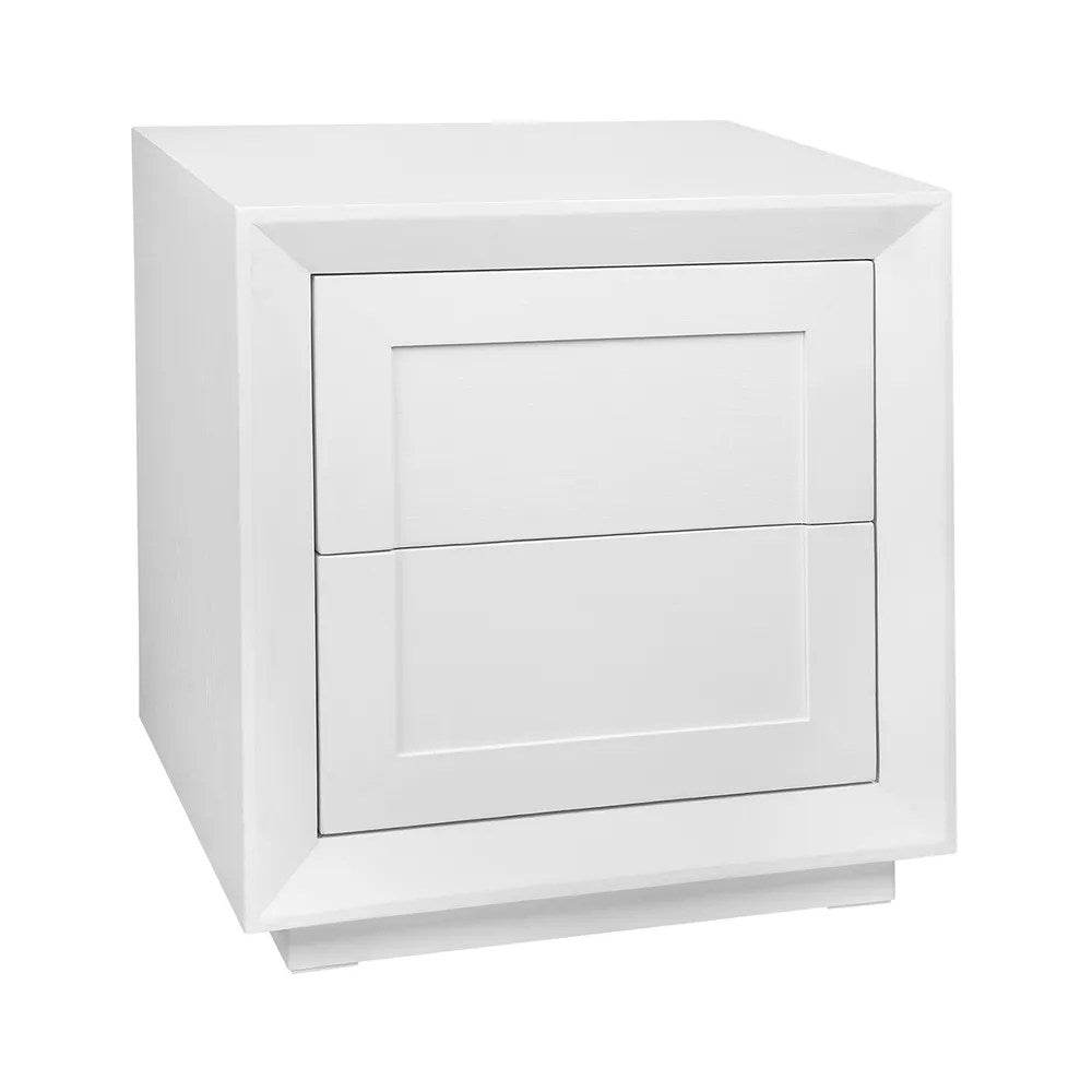 Baltimore | Oak 2 Drawer Bedside Table White - Mirra Interiors